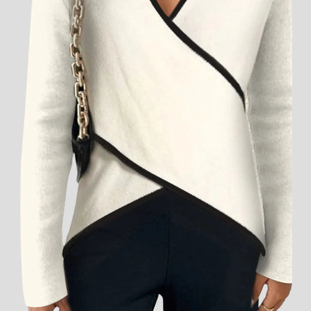 Essential Collection | Women's Fine-Knit V-Neck Sweater with Textured Knit Pattern | Versatile Layering for Everyday Comfort 2