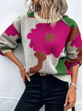 FloralEase Collection | Women's Relaxed-Fit Knit Pullover Sweater with Vibrant Jacquard Design | Casual Crew-Neck Sweater for Everyday Comfort 0