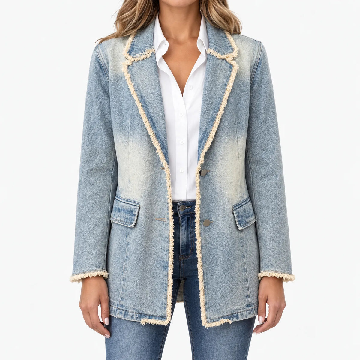 Frayden - Distressed Denim Blazer Evelyn