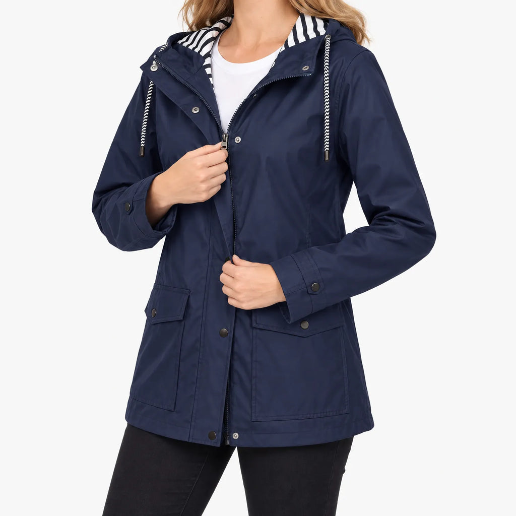 Genevieve  - Casual Long Sleeve Hooded Jacket