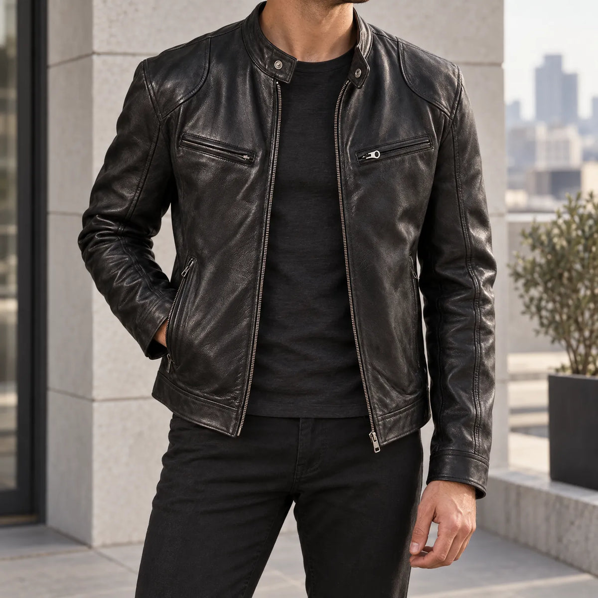 Irvin  - Mens Leather Jacket