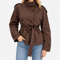 Jacquelyn  - Women's Short Double Breasted Trench Jacket