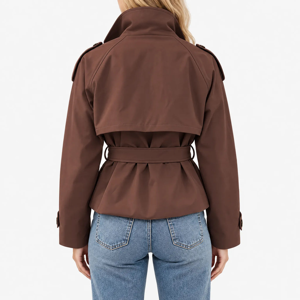 Jacquelyn  - Women's Short Double Breasted Trench Jacket