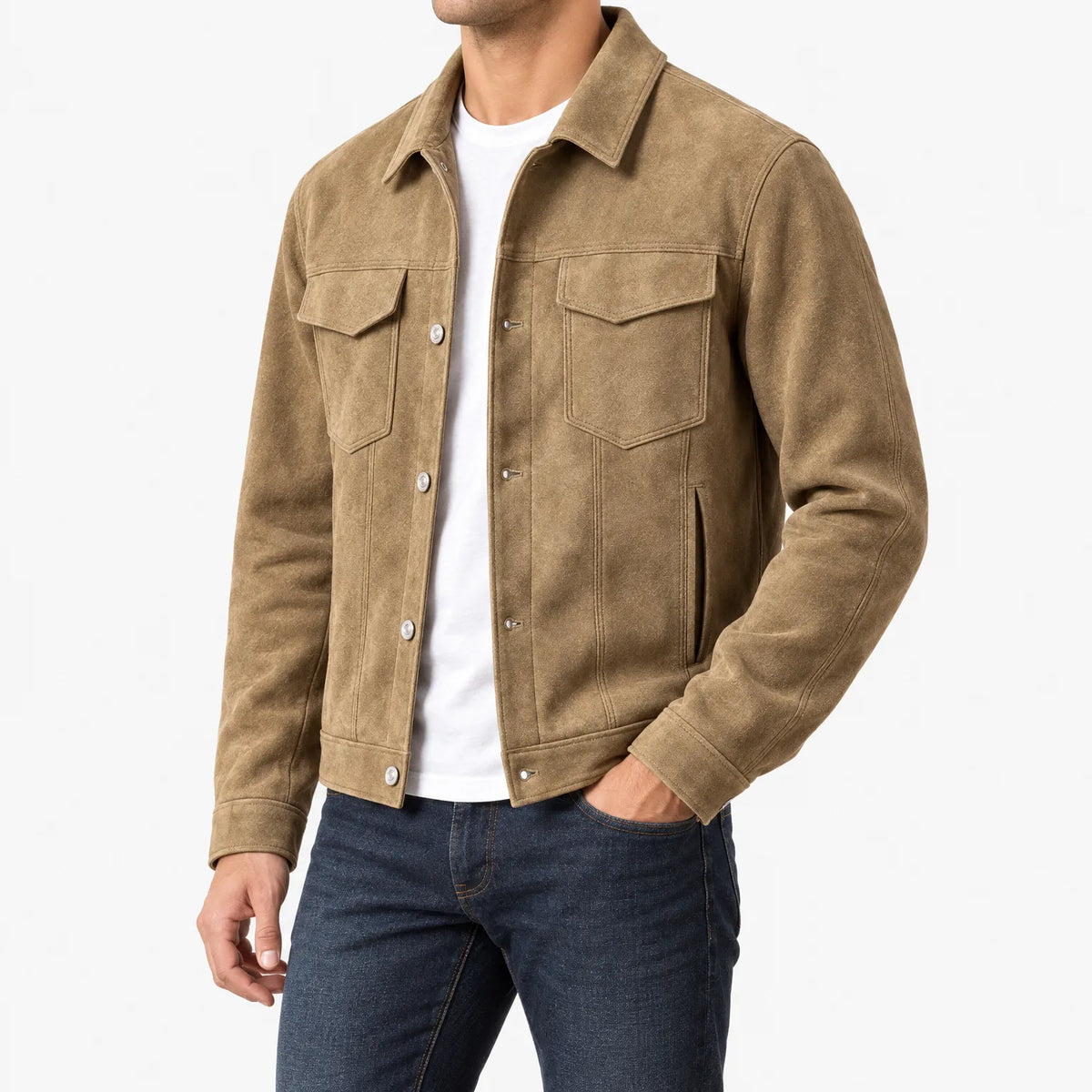 James  - Classic Collared Button Front Casual Jacket