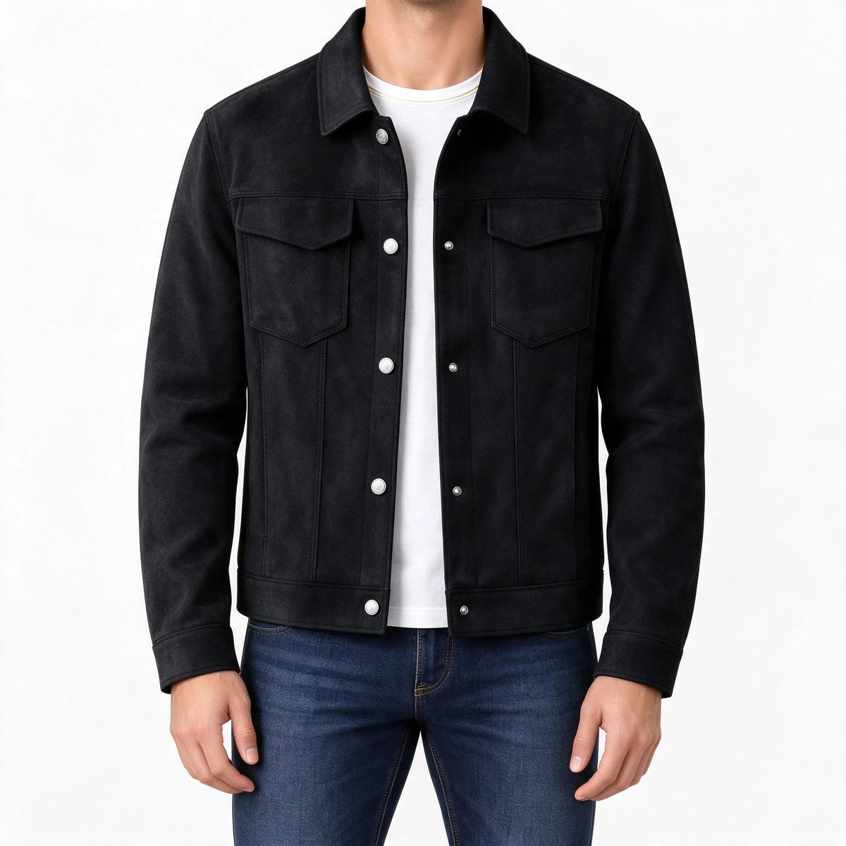 James  - Classic Collared Button Front Casual Jacket