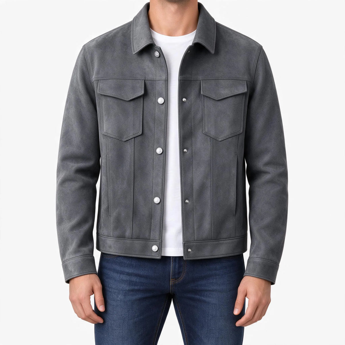 James  - Classic Collared Button Front Casual Jacket