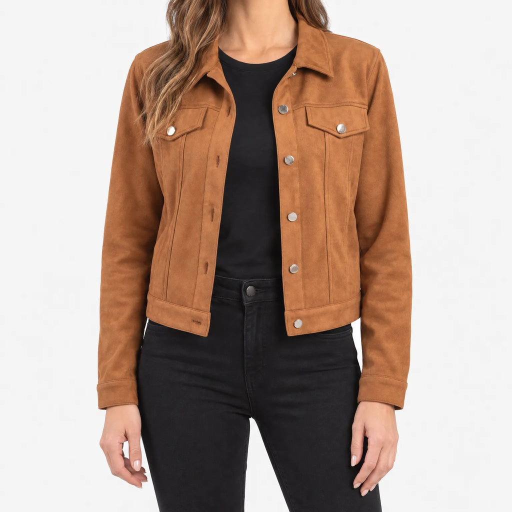 Joanne  - Women's Cropped Button-Up Trucker Jacket