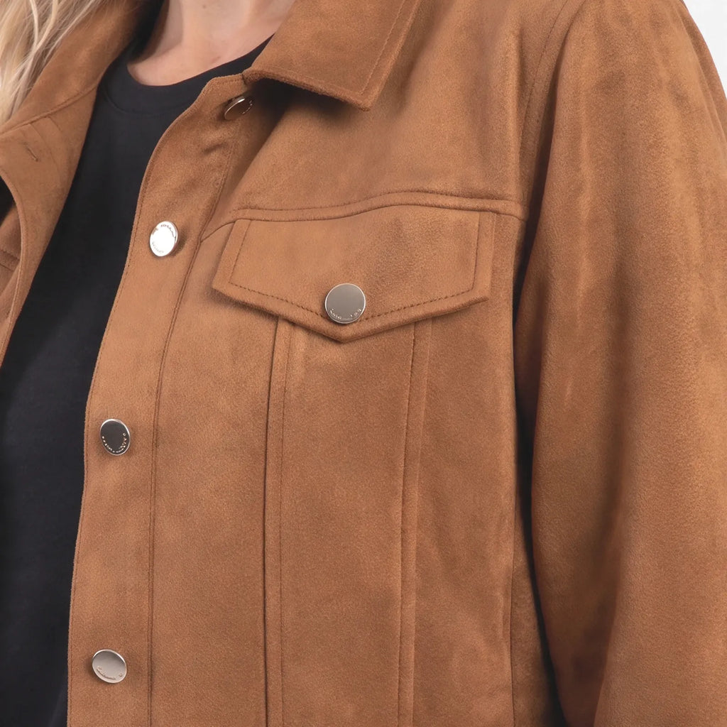 Joanne  - Women's Cropped Button-Up Trucker Jacket