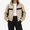 Jody  - Women's Retro Color Block Bomber Jacket