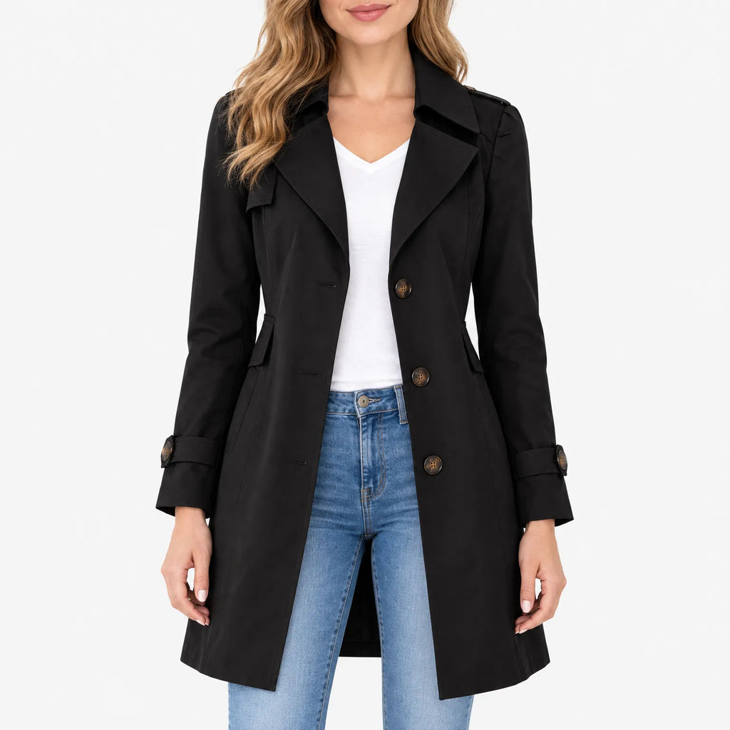 Johnnie  - Classic Lapel Mid Length Trench Coat