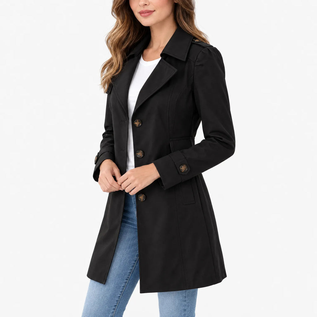 Johnnie  - Classic Lapel Mid Length Trench Coat