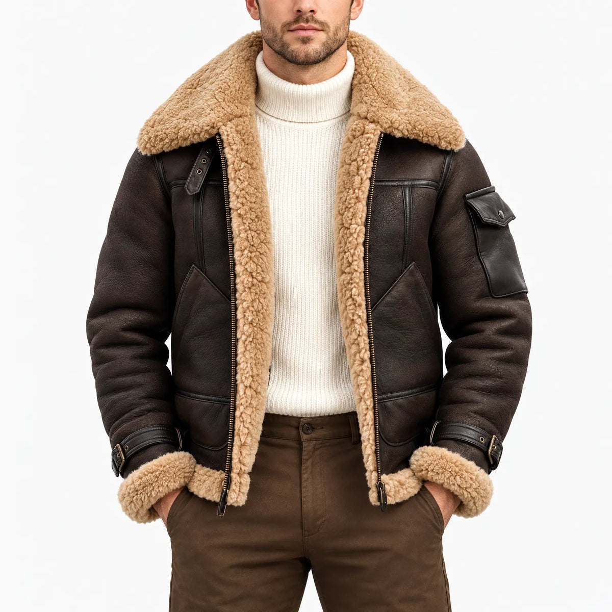 Jon  - Zip Front Aviator Flight Jacket