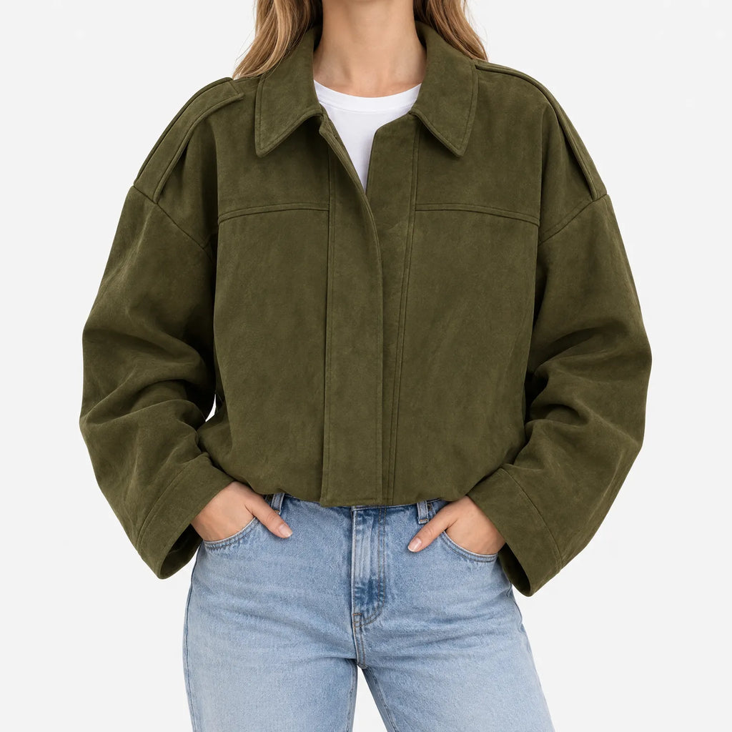 June - Drop-Shoulder Vintage Bomber Jacket 