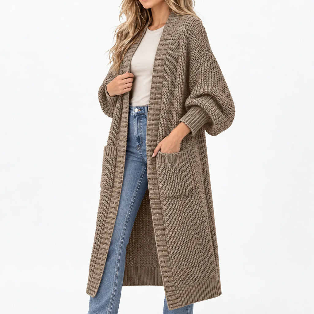 Kari  - Long Open Front Knit Cardigan