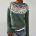 Lavinia Collection | Women's Long-Sleeved Knitted Sweater with Fair Isle Pattern | Relaxed Fit for Comfortable Layering 0