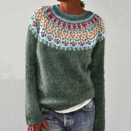 Lavinia Collection | Women's Long-Sleeved Knitted Sweater with Fair Isle Pattern | Relaxed Fit for Comfortable Layering 0