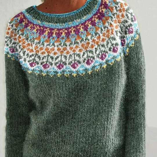 Lavinia Collection | Women's Long-Sleeved Knitted Sweater with Fair Isle Pattern | Relaxed Fit for Comfortable Layering 1