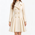Lela  - Double Breasted Pleated Peacoat For Women