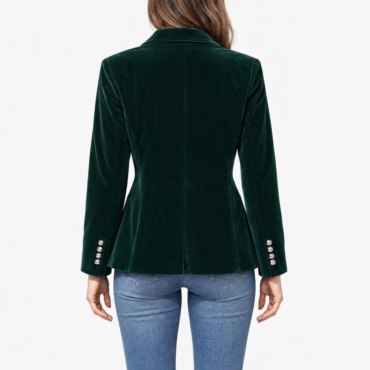 Lumina - Tailored Velvet Single-Button Blazer 