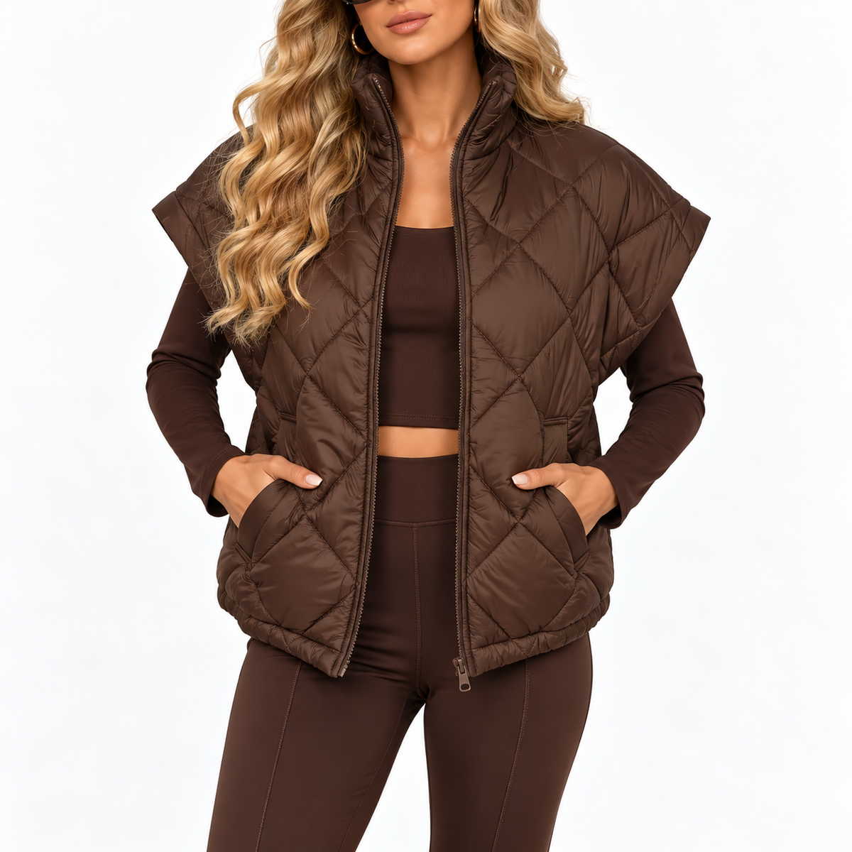 Maelle – Diamond Quilted Zip Vest