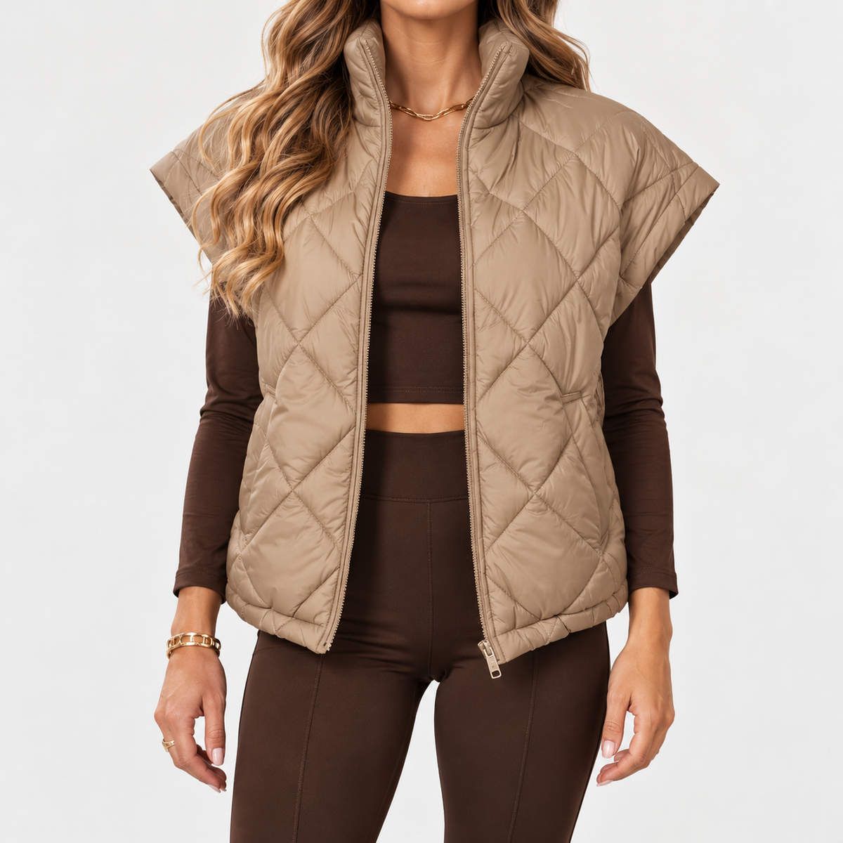 Maelle – Diamond Quilted Zip Vest