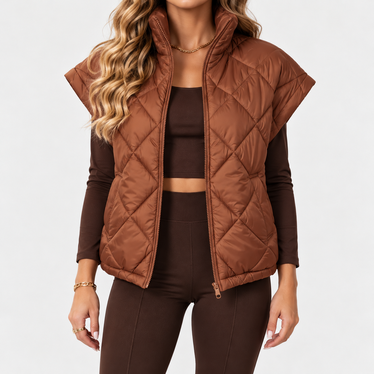 Maelle – Diamond Quilted Zip Vest