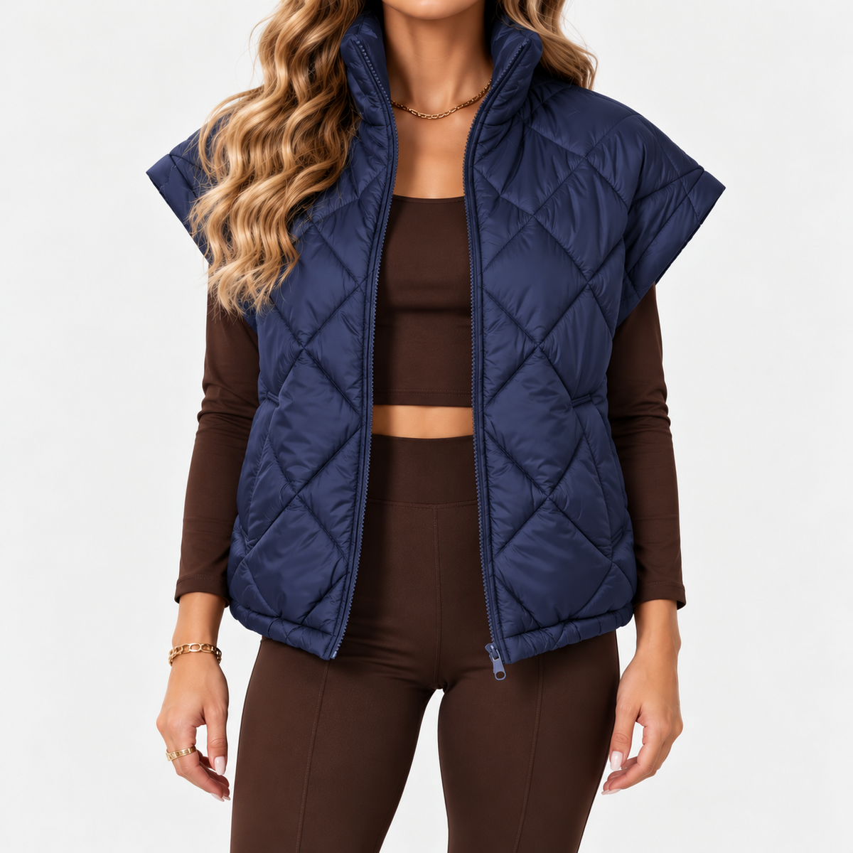 Maelle – Diamond Quilted Zip Vest