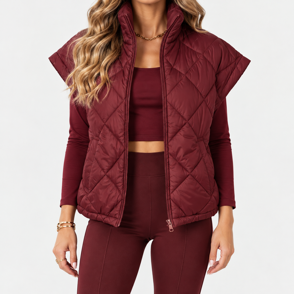 Maelle – Diamond Quilted Zip Vest