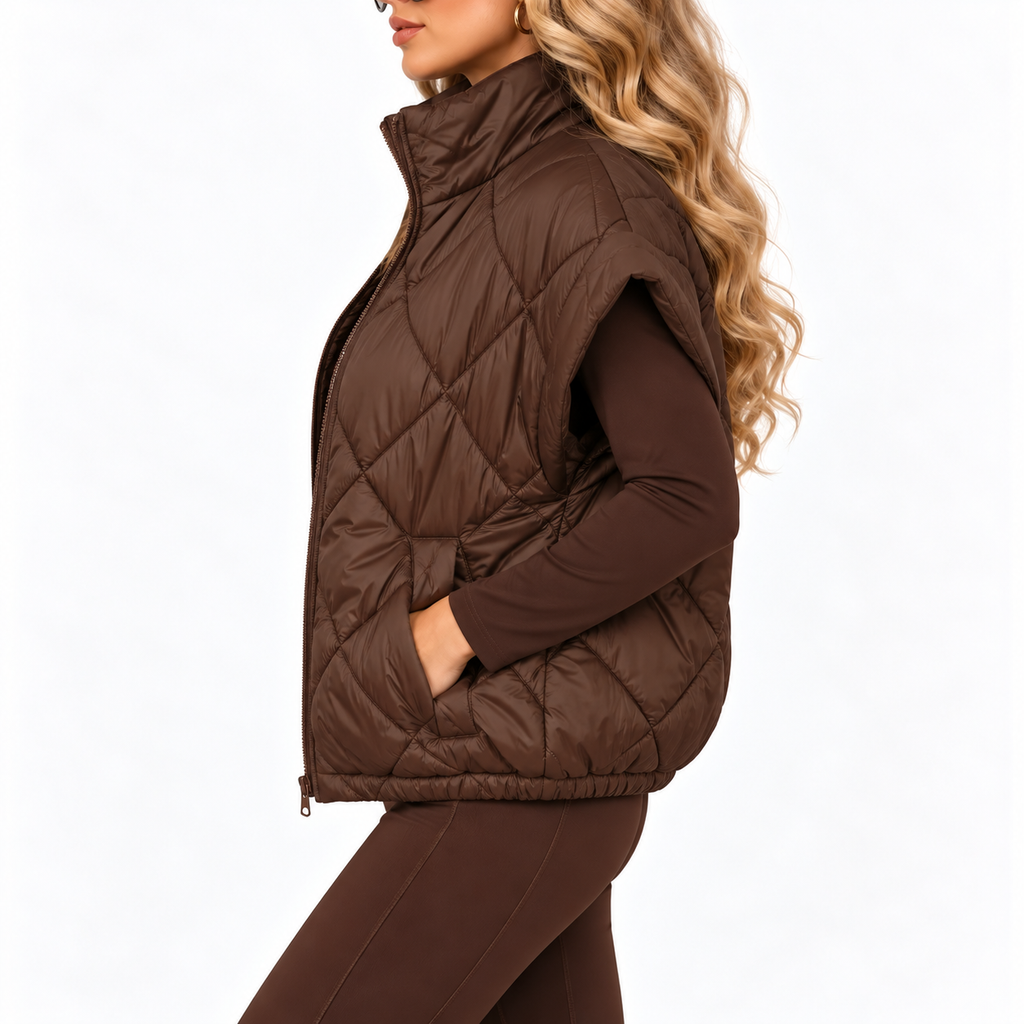 Maelle – Diamond Quilted Zip Vest