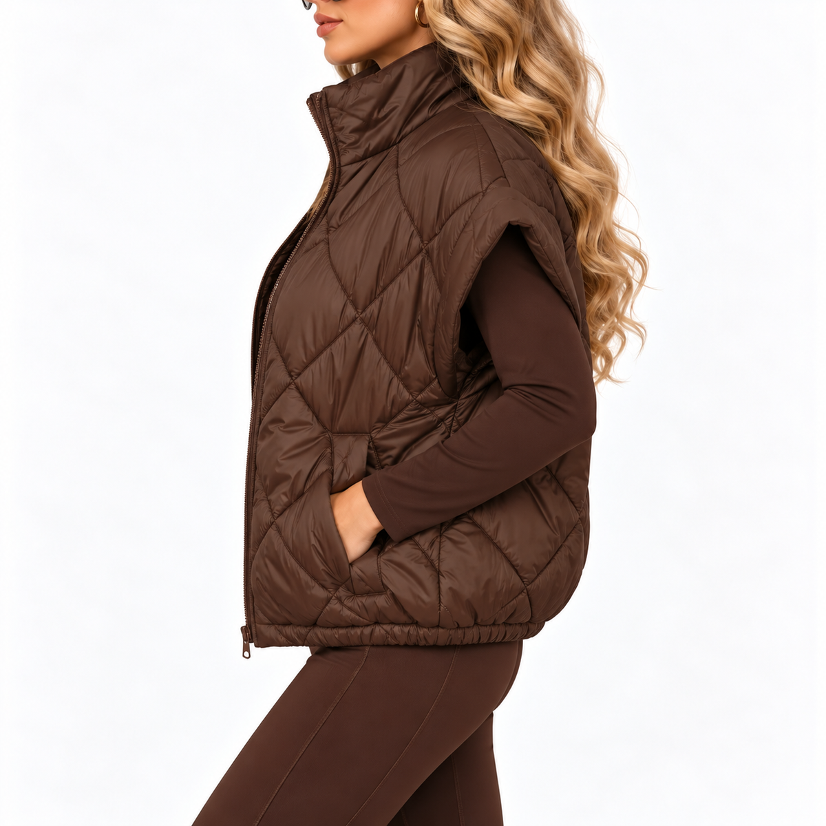 Maelle – Diamond Quilted Zip Vest