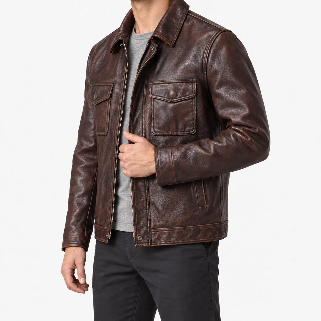 Marion  - Rugged Field Leather Jacket