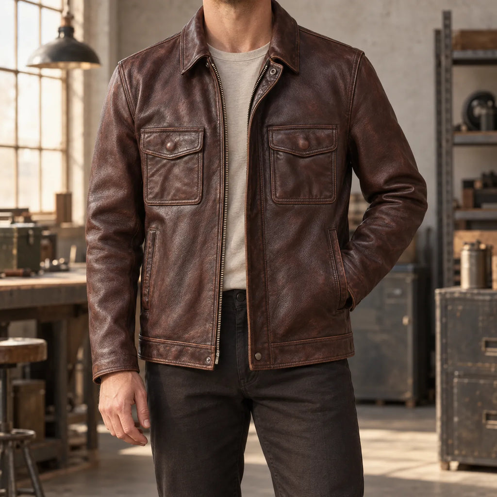 Marion  - Rugged Field Leather Jacket