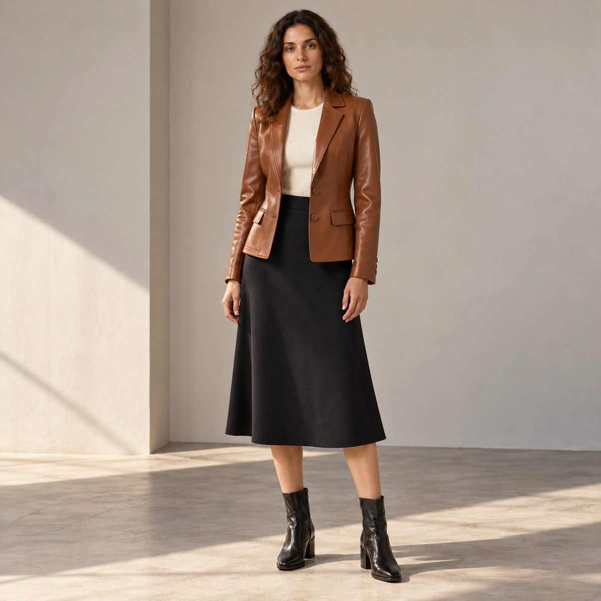 Marlowe - Tailored Faux Leather Blazer