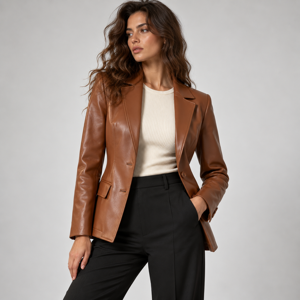 Marlowe - Tailored Faux Leather Blazer