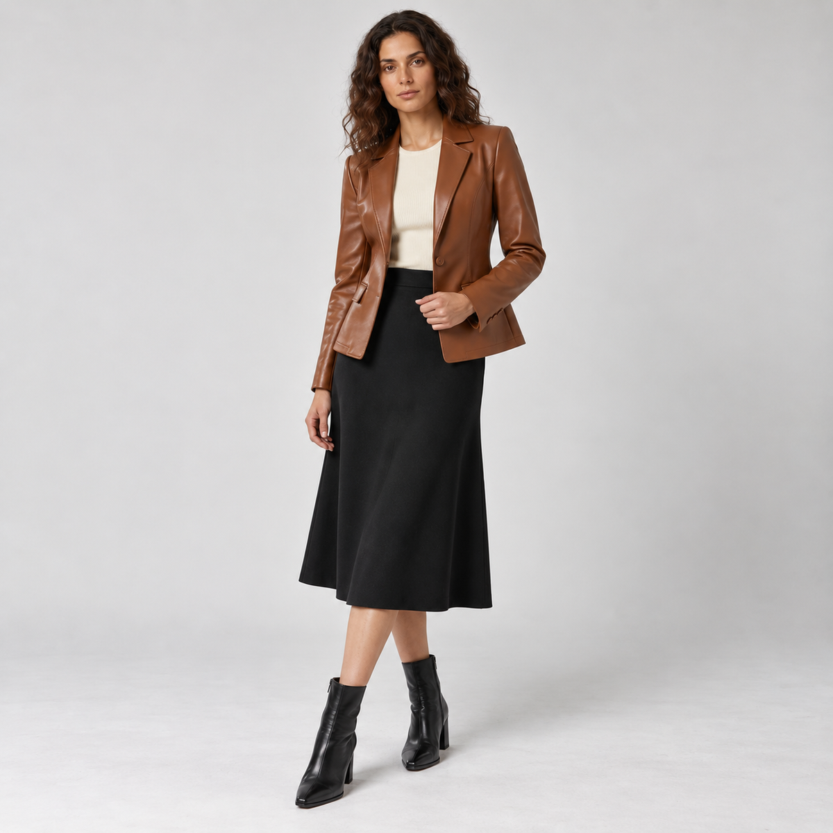 Marlowe - Tailored Faux Leather Blazer
