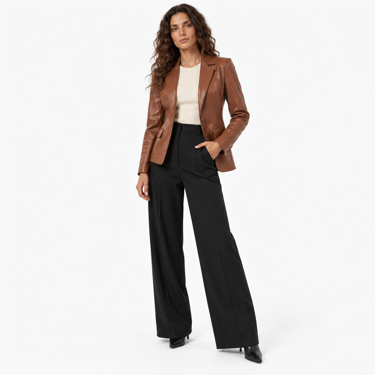 Marlowe - Tailored Faux Leather Blazer