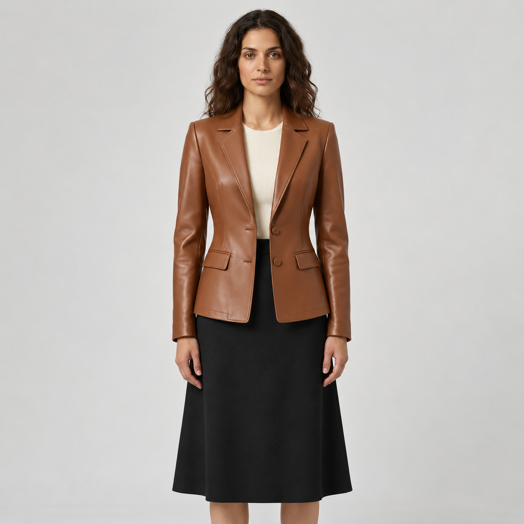 Marlowe - Tailored Faux Leather Blazer