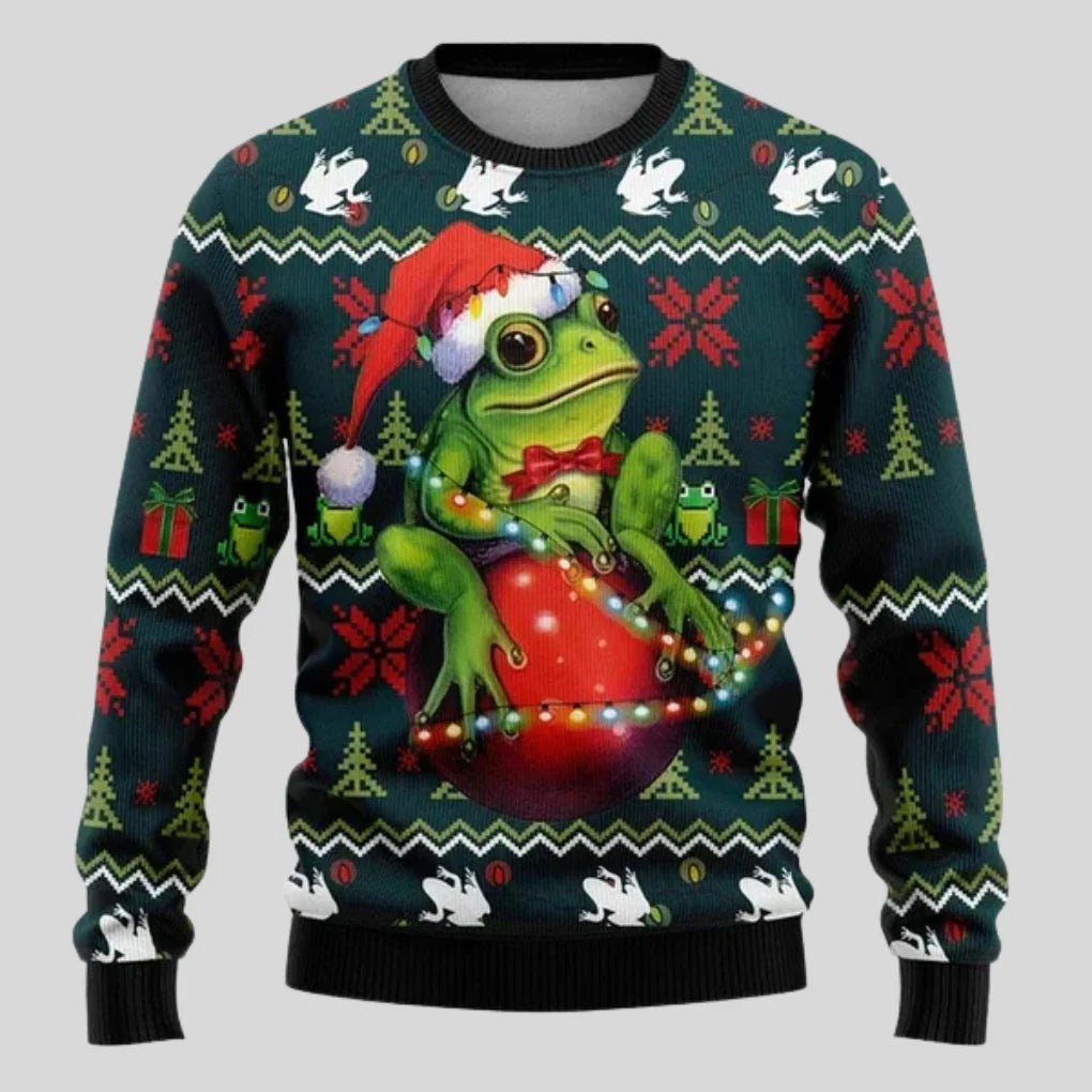 Men's Knit Cotton Christmas Sweater | Festive Polar Bear Design Casual Pullover 0