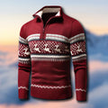 Men's Wool Blend Fair Isle Quarter-Zip Sweater | Warm Stylish Autumn Knit 0