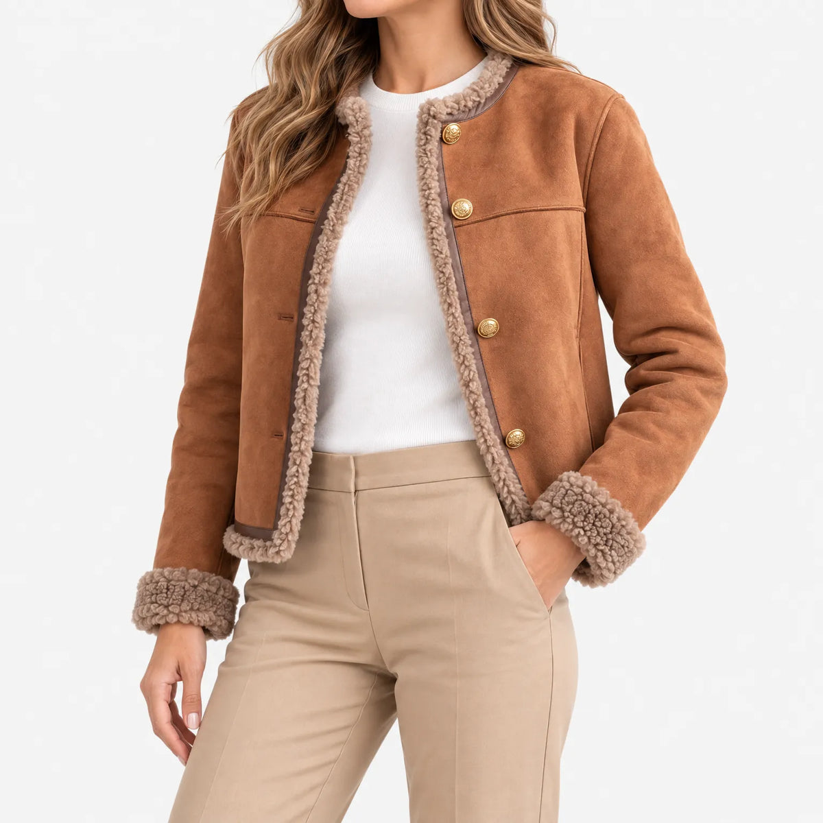 Natasha  - Short Textured Button Front Jacket