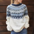 Pernille Collection | Women's Fair Isle Pullover Sweater with Relaxed Fit | Classic Crew Neck for Seasonal Comfort 0