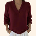 Rhonda Collection | Women's V-Neck Pullover Sweater with Relaxed Fit | Casual Drop Shoulder Design for Comfortable Layering 0