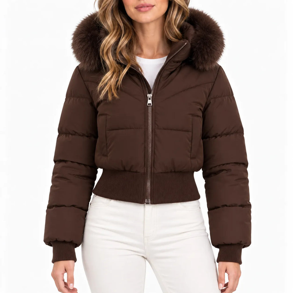 Rosalie  - Cropped Hooded Quilted Puffer Jacket