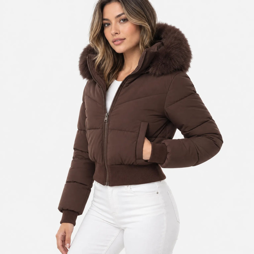 Rosalie  - Cropped Hooded Quilted Puffer Jacket