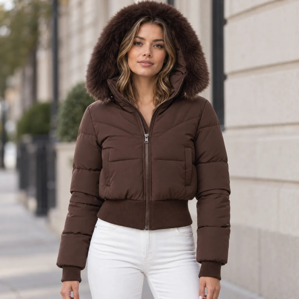 Rosalie  - Cropped Hooded Quilted Puffer Jacket