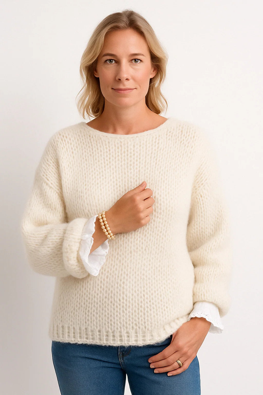 Rose Collection | Women's Oversized Crew Neck Sweater with Ribbed Knit Texture | Relaxed Fit for Cozy Comfort 1