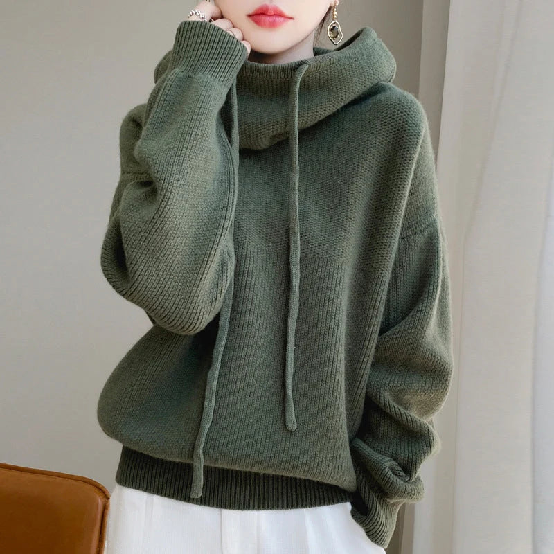 Serena Collection | Women's Oversized Hooded Jumper with Turtleneck for Cozy Warmth 0