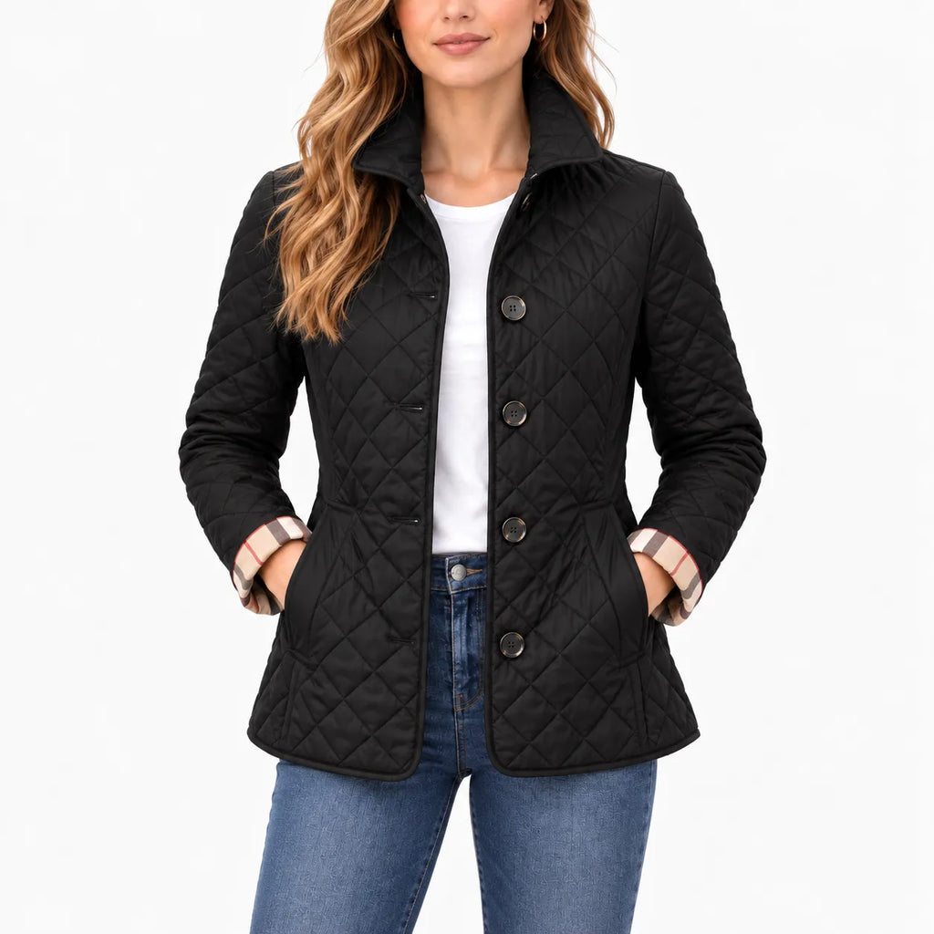 Teri  - Diamond Quilted Button Front Jacket