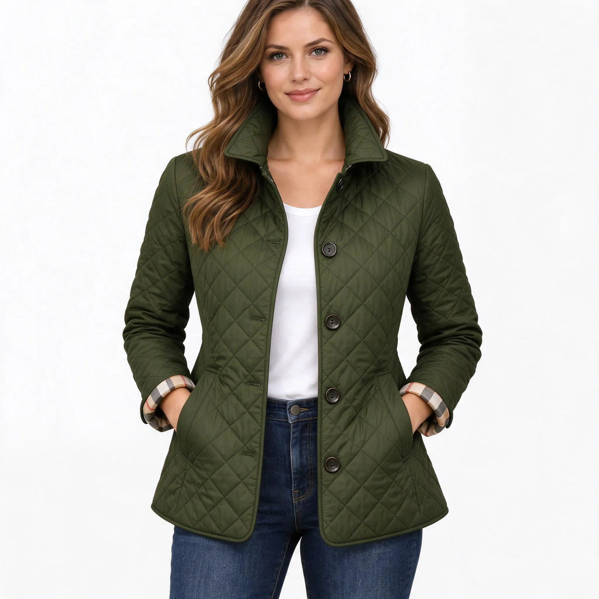 Teri  - Diamond Quilted Button Front Jacket