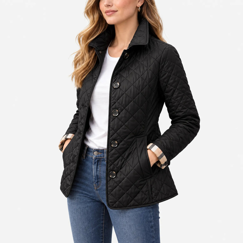 Teri  - Diamond Quilted Button Front Jacket